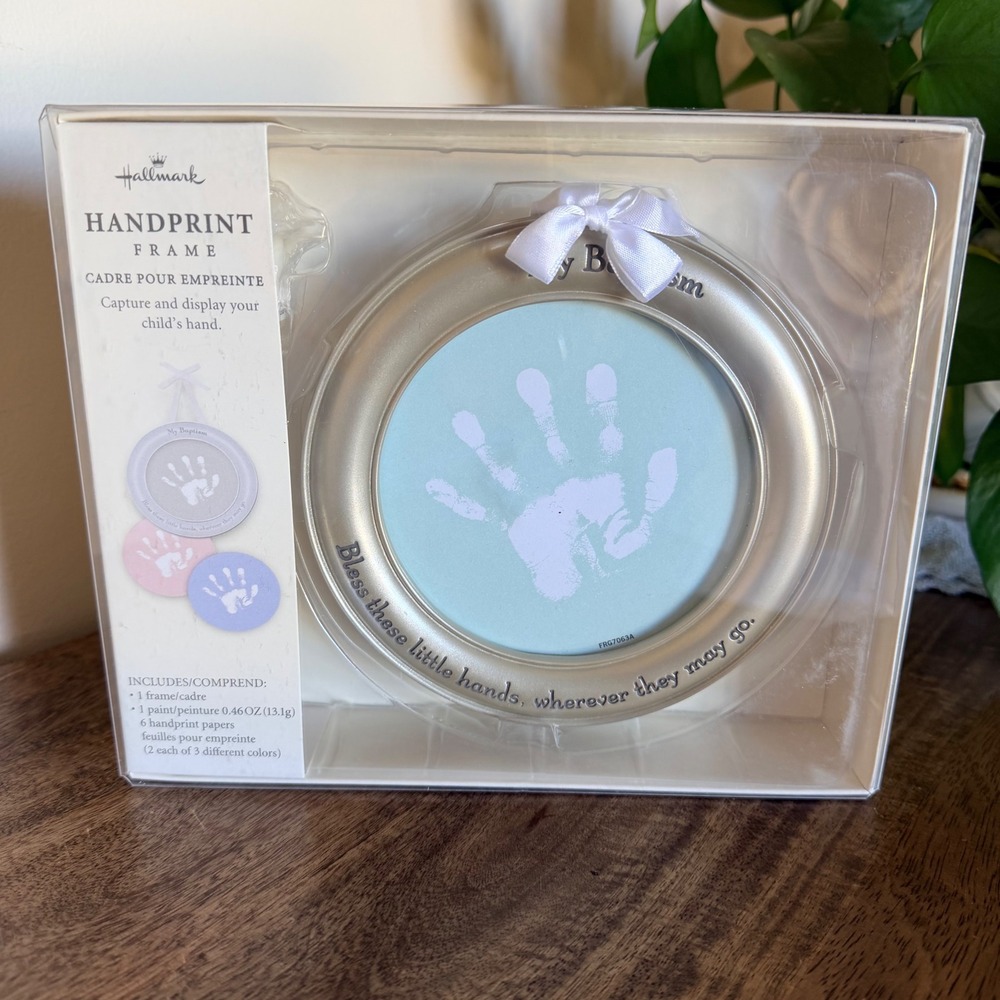 Hallmark Handprint Frame My Baptism Unisex Silver Keepsake Kit Nontoxic Paint